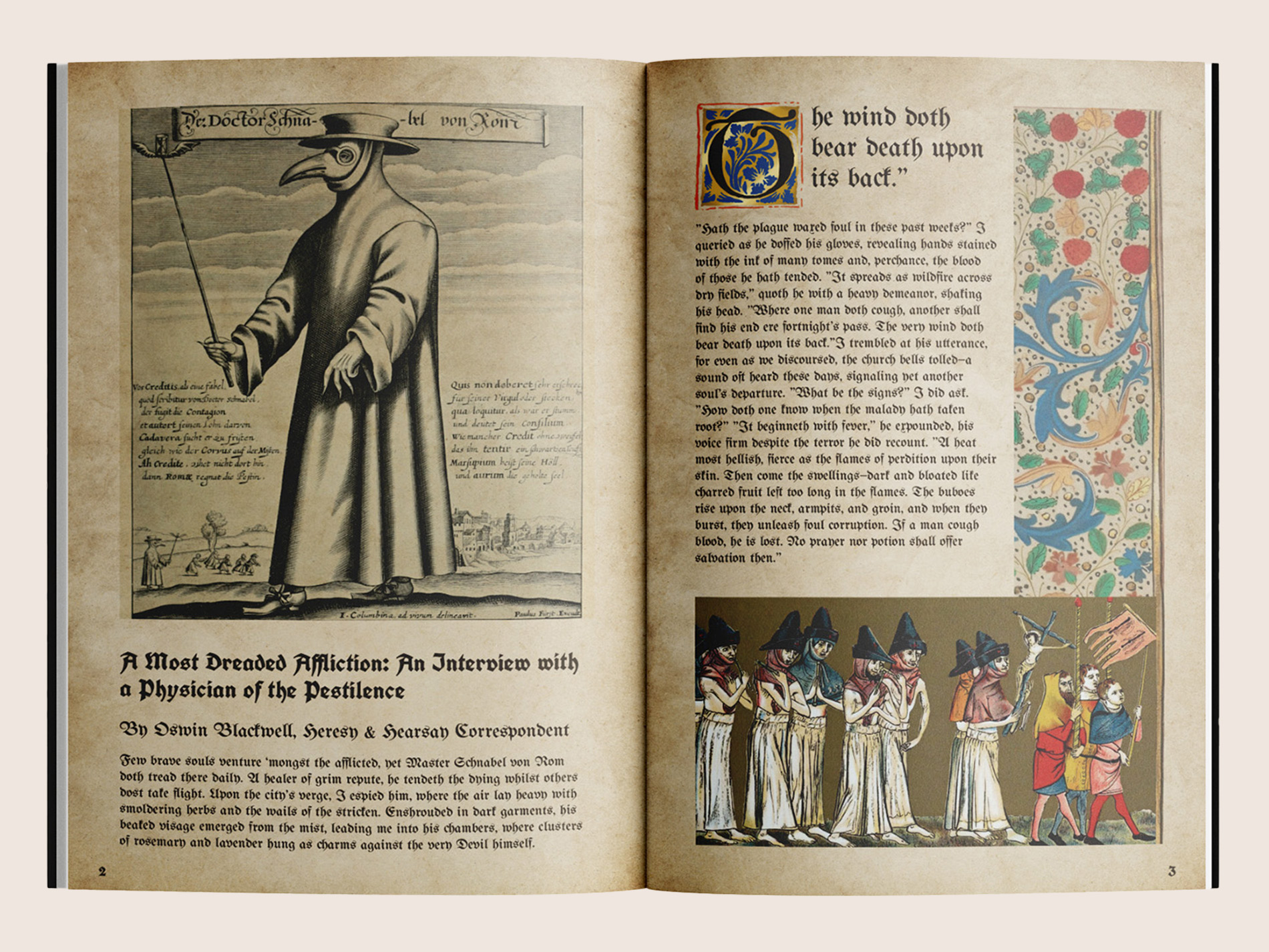 Spreads 3-4 of Heresy & Hearsay.