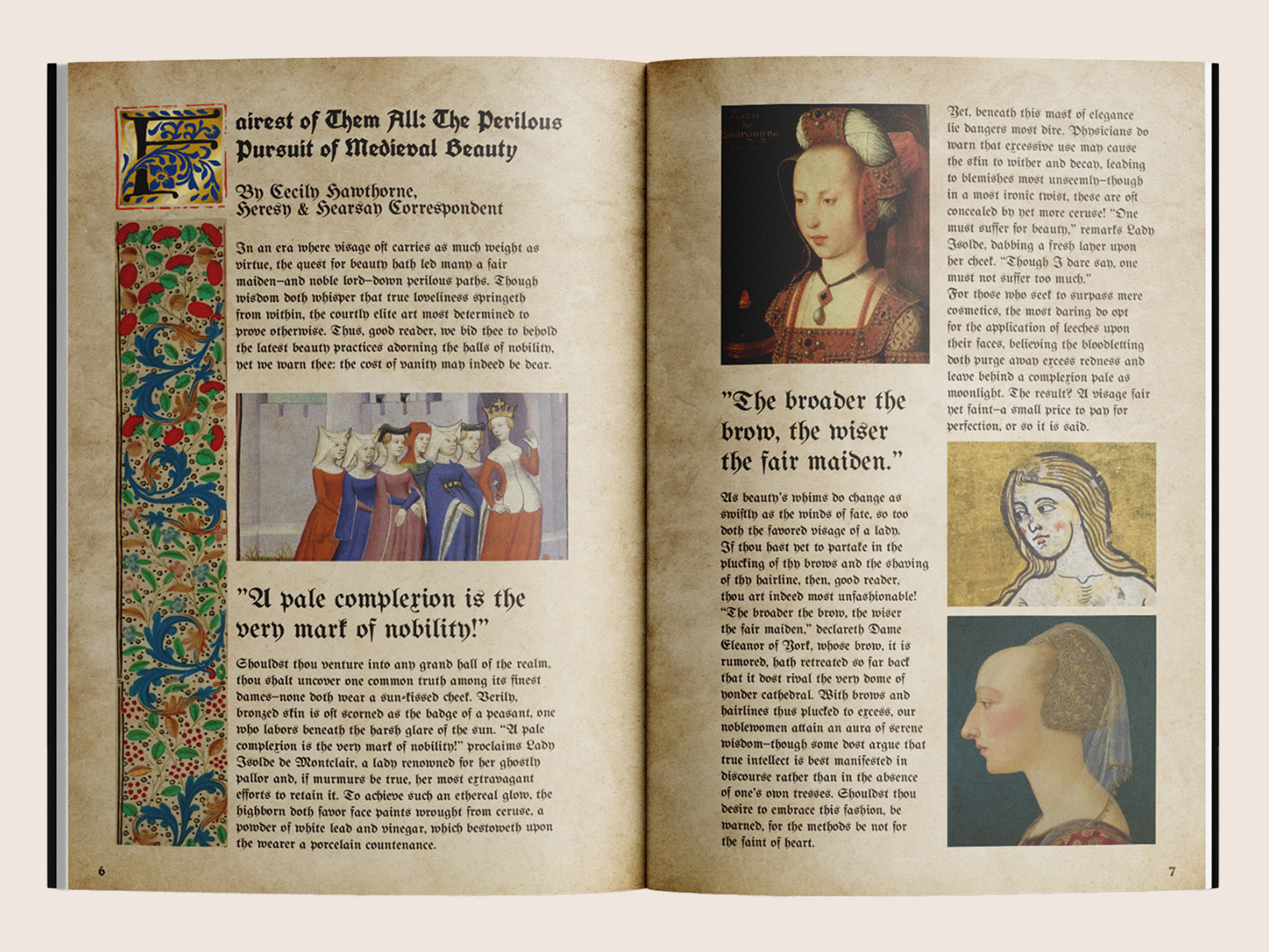 Spreads 7-8 of Heresy & Hearsay.