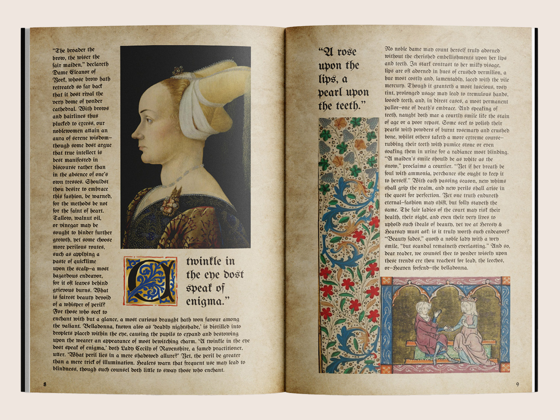 Spreads 9-10 of Heresy & Hearsay.