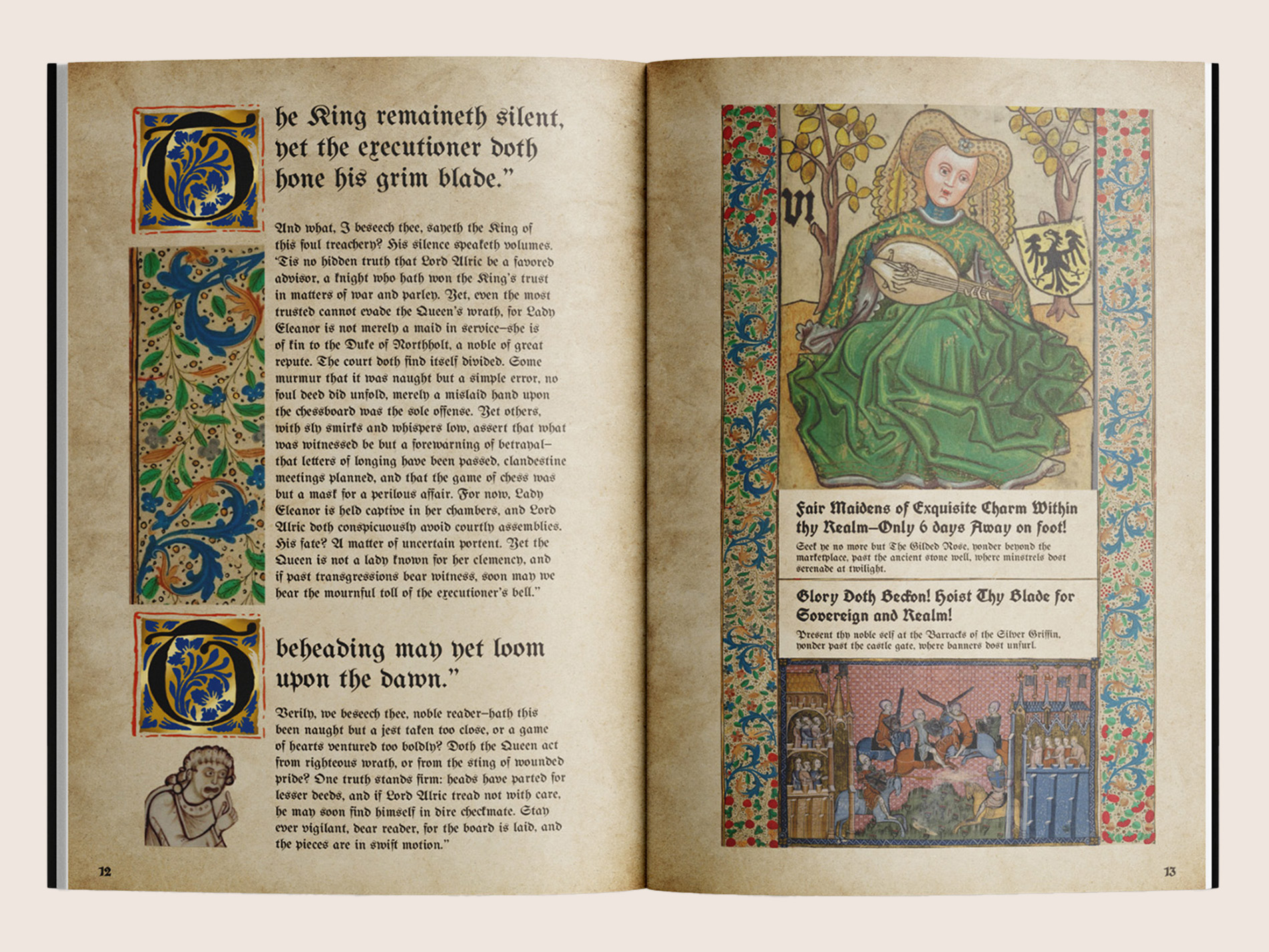 Spreads 13-14 of Heresy & Hearsay.