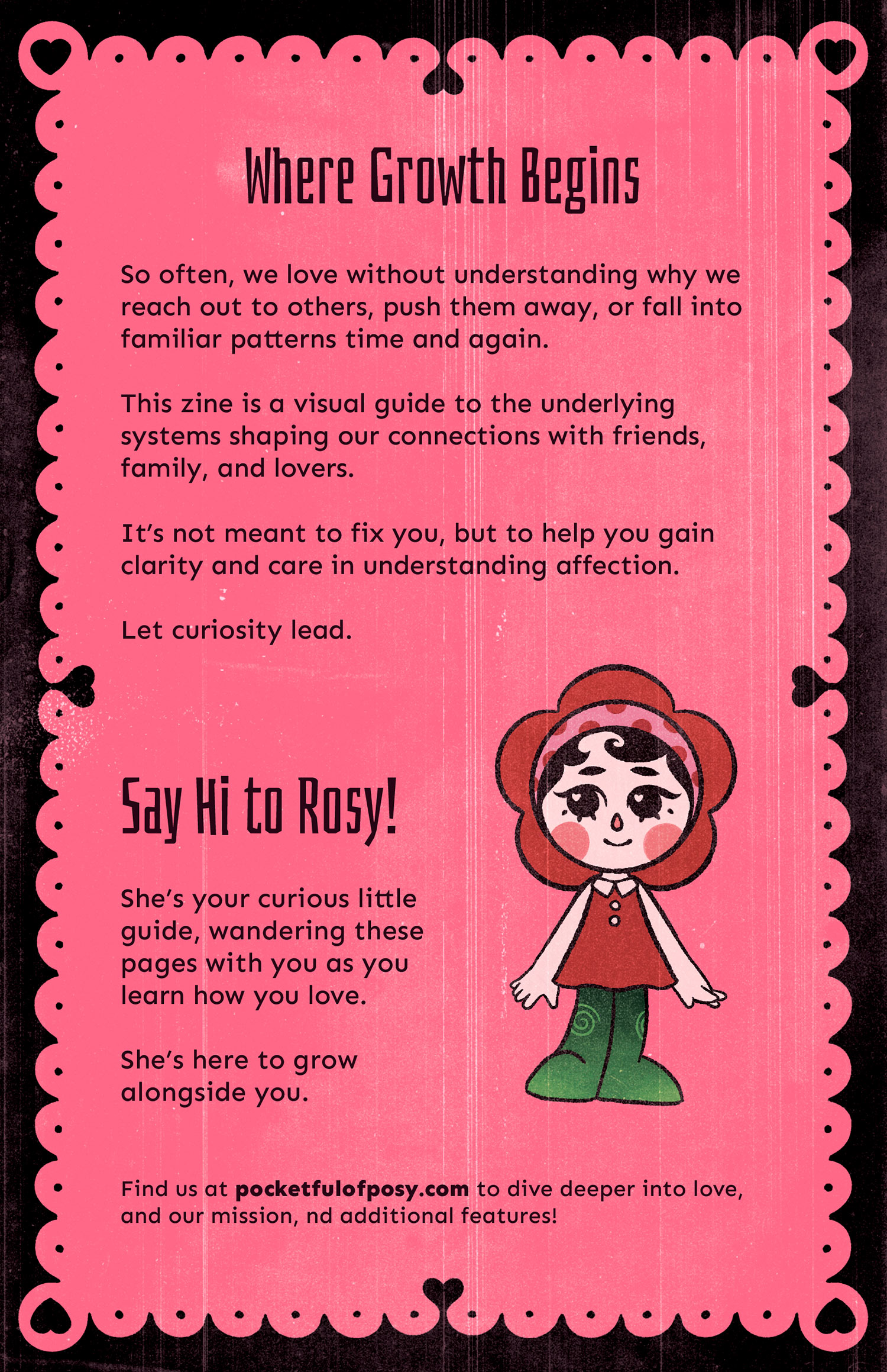 The back cover of the POSY zine.