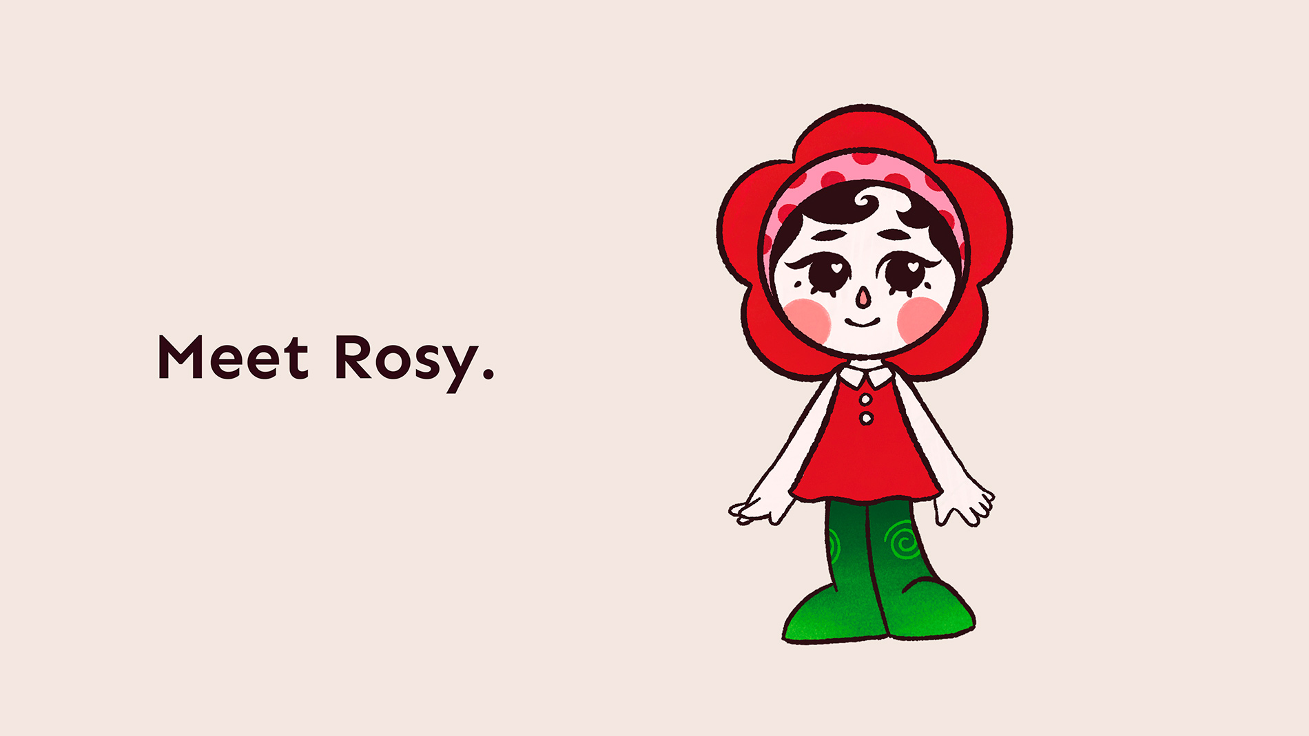 Introduction to Rosy, the mascot for Posy.